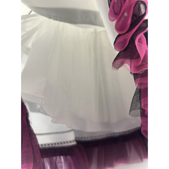 Y2K Xcite White Dress black beads hot pink Tulle Rock, Goth, Edgy 6 Prom formal - Picture 9 of 16